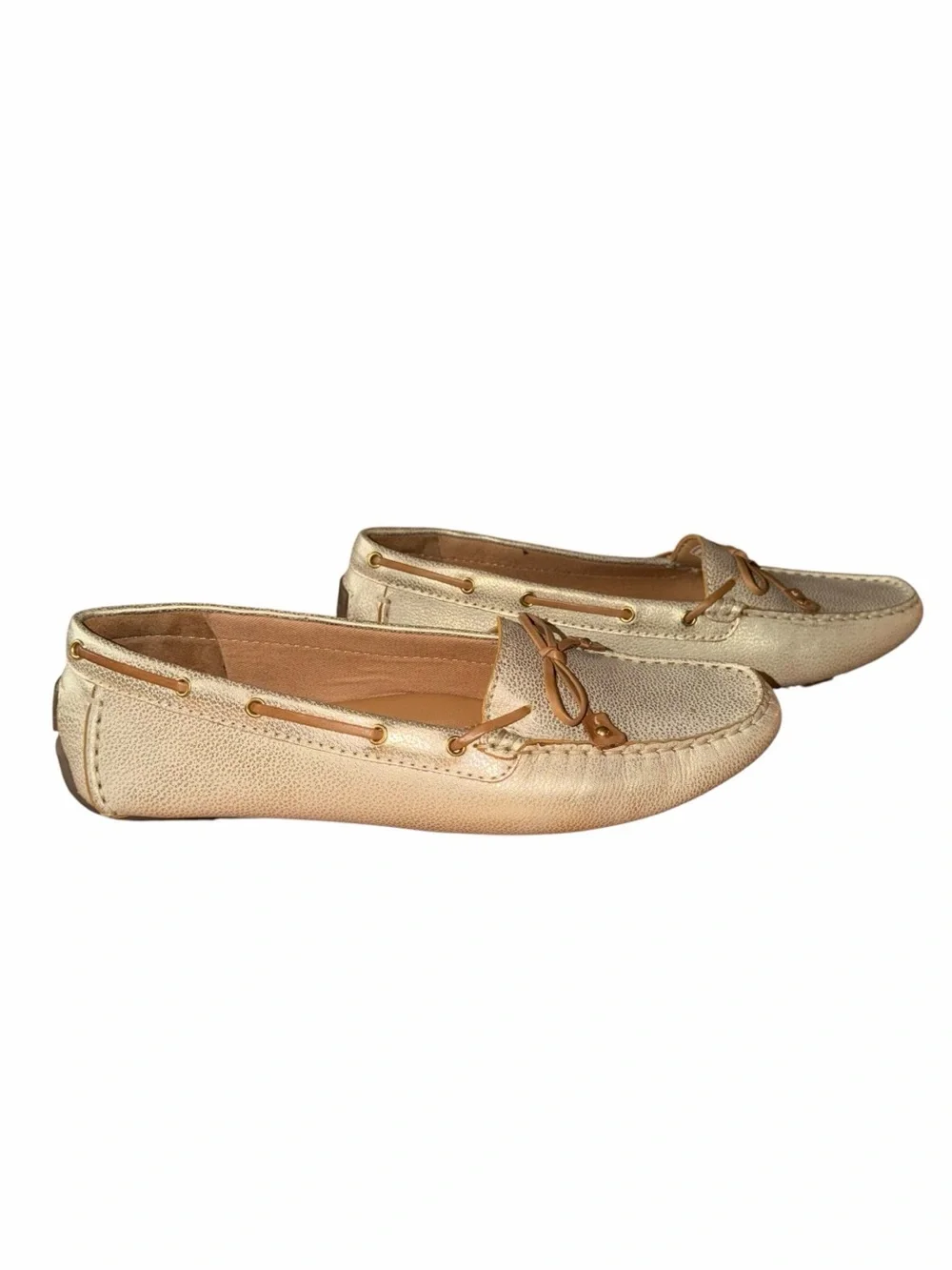 Clarks Artisan Metallic Gold Driving Moccasins Women’s 9.5 Comfort Loafers